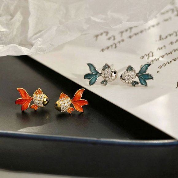 Goldfish Koi Fish Earrings S925 Sterling Silver - Picture 5 of 8